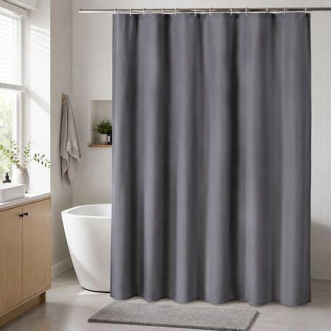 Rideau Douche 180 x 180 cm PEVA - Rideau de Salle de Bain Etanche Uni qui Bloque les Eclaboussures, Seche Vite, Lavable a la Main (1/4)