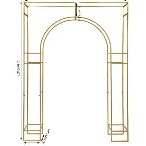 Soporte para arco de boda, acero al carbono duradero, fácil montaje, L, dorado (1/2)