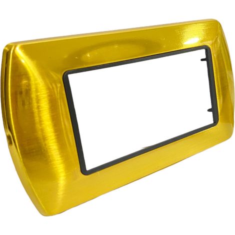 Placchetta per interruttore in metallo a 4 posti oro satinato cassetta 504 compatibile con living international supporto cover (1/2)