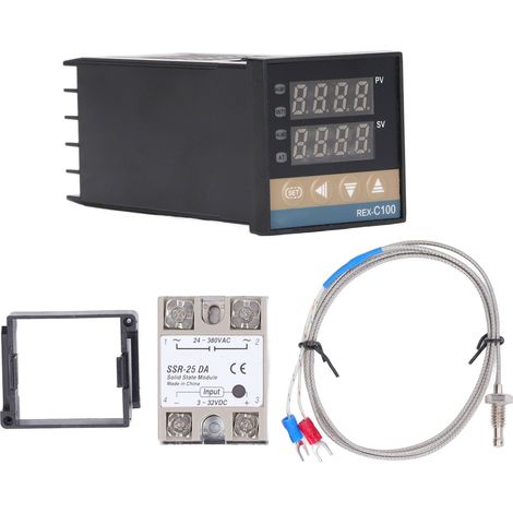 Kit thermostat numérique PID étanche haute précision professionnel REX C100, contrôleur de température pour exploitation agricole 100-240 V 25 A (1/5)