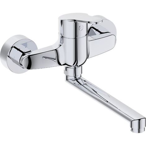 Mélangeur évier mural chromé Ø40 mm laiton - Intemporel  Tecom