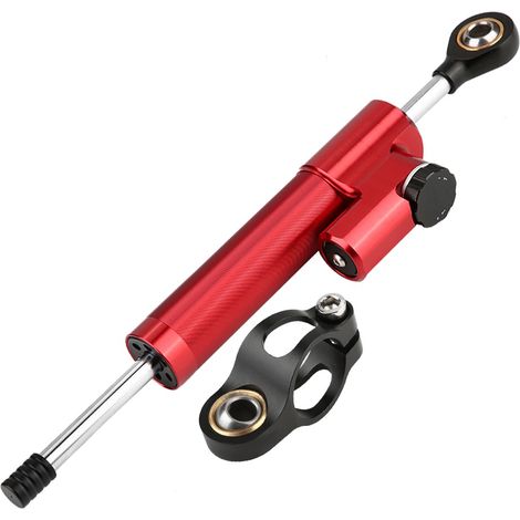 Amortisseur de direction en alliage d'aluminium pour motos (rouge et noir) (1/5)