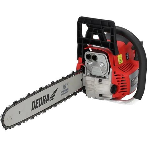 DEDRA DED8718 Motosierra de gas 45cm y 2,4KW para trabajos forestales pesados profesionales, Rojo (1/5)