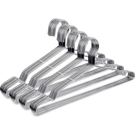 Cintre en acier inoxydable, argenté, 40 cm, lot de 20, cintre épais, ultra-fin, gain de place. (1/5)