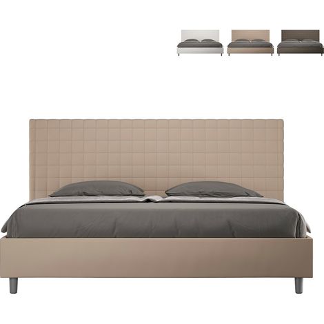 Letto con rete imbottito 180x200 similpelle tortora Sunny (1/5)