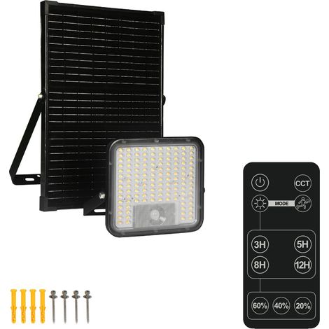 Proyector LED Solar 10W IP65 con Sensor, Panel Solar y CCT ajustable con Mando (1/5)
