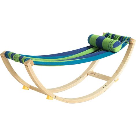 Sobuy – Lit enfant hamac 124x36cm – KMB16J – Structure en bouleau multiplis – Charge max 100kg – Confort optimal pour intérieur et extérieur (1/6)