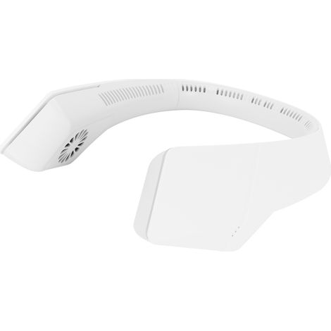 Elektrischer, blattloser Halsventilator mit USB-Anschluss, großer Kapazität, tragbarer kleiner Ventilator für Reisen und Sport (Weiß) (1/5)