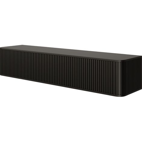 Selsey Ovarlo - TV-Hängeboard, Schwarz mit geriffelten Fronten, 163 cm