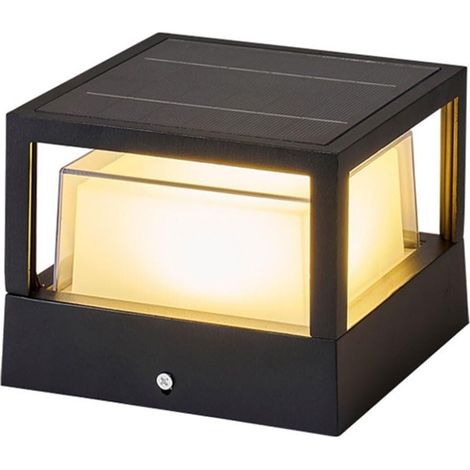 Lampes en métal 6,3 Pouces Borne Solaire pour Portail Style Industriel Lampes de Colonne créatives d'extérieur Finition Noire Ronde Lampe de Poteau pour Mur de Cou (1/5)