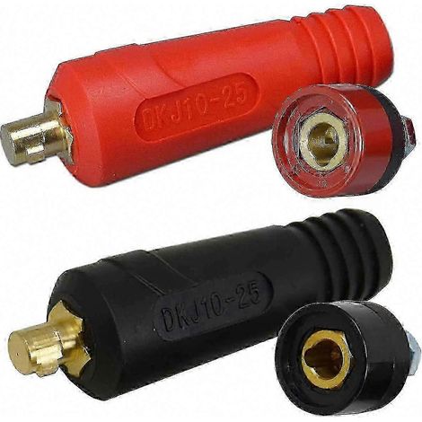 WIG-Schweißkabel-Anschlussdosen-Set Stecker & Buchse DKJ10-25 Schnellkupplung 2 Paare (Schwarz & Rot) (1/5)