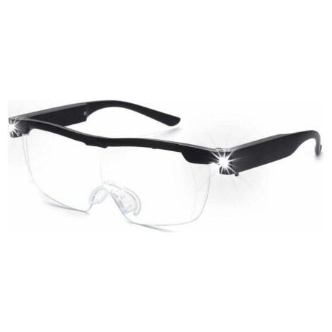 Loupe à 160 % - Fonctionnant sur piles - Avec lumière LED - Loupe puissante - Lunettes mains libres pour le travail de près, l'artisanat, la bijouterie, la lecture et la relaxation (1/5)