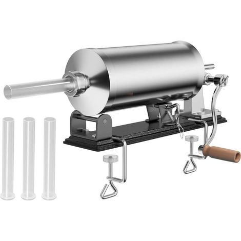 Costway – Poussoir à saucisses 4,8L en acier inoxydable – 4 tubes de remplissage Ø17/21/25/29mm – Fixation antidérapante pour usage pro