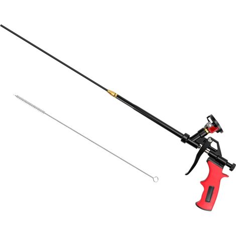 Pistolet à mousse polyuréthane 63cm métal professionnel, sans nettoyage, rouge