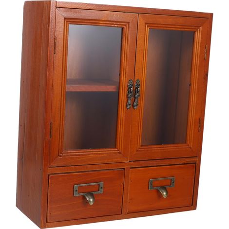 Armoire Murale ou en Bois de Rangement Marron Vintage Meuble Mural Double Portes Élégant et Gain de Place Cuisine Salon (1/5)
