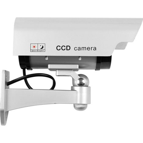 Fausse caméra de sécurité, caméra factice, caméra de surveillance simulée avec lumière clignotante, utilisation intérieure et extérieure pour la maison et le commerce, alerte de sécurité. (1/5)