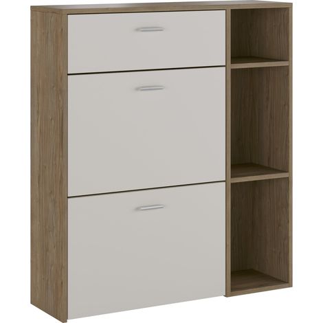 Schuhschrank Samassi, Schuhregal Paare, Modular, mit Schublade, 90x26x102h cm Nussbaum Braun