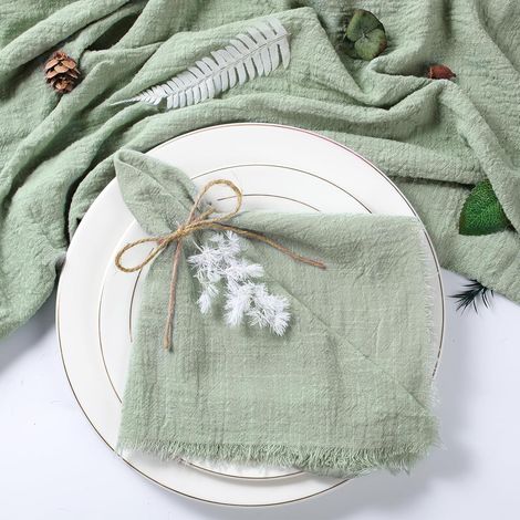 Lot de 50 Serviettes de Table réutilisables en Gaze de Coton Vert de Noël, pour fête de Mariage, décoration de Table rétro, 42 x 42 cm. (1/5)