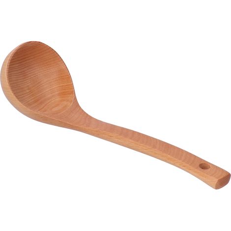 Cuillère à soupe en bois avec trou de suspension, long manche, légère, 27,5 x 7,5 cm / 10,8 x 2,9 pouces (1/5)