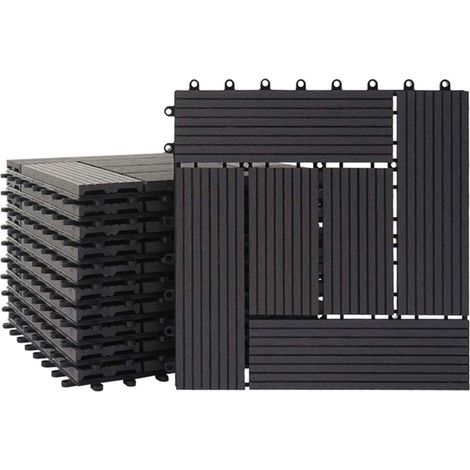 [NON UTILIZZATO] Piastrelle pavimentazione da esterno Rhone T831 WPC 30x30cm 11 pezzi 1mq antracite incrociato