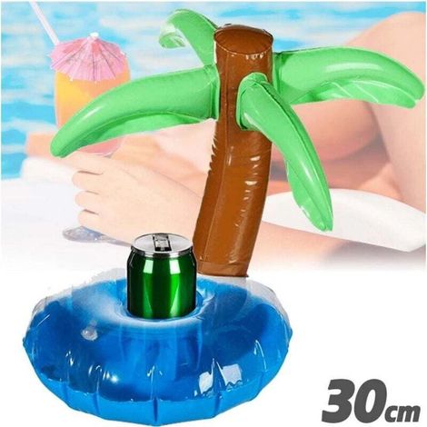 Porte-boisson gonflable en forme de palmier, porte-canette flottant pour piscine 30 cm - (1/2)