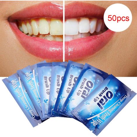 50 lingettes jetables pour brosser les dents et nettoyer les dents en profondeur. Soins bucco-dentaires