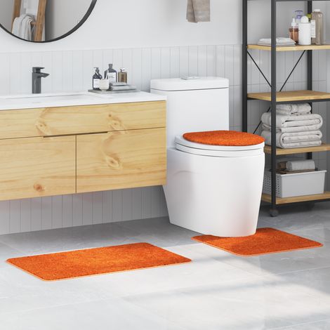 vidaXL 3-teiliges Badteppich-Set Orange Polypropylen Rutschfest (1/5)