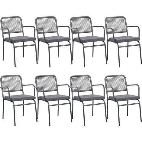 Set of 8 Garden Chairs with Cushions TACENO Metal Grey (1/5)