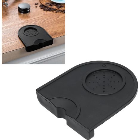 Tapis de tassage à café en silicone type A, coin antidérapant, noir (1/5)