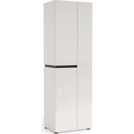 Armario Multiuso Grande Linfa, Cajones, 5 Estantes Made in Italy, 3 Puertas, 60.8x190h cm Blanco Brillante (1/5)