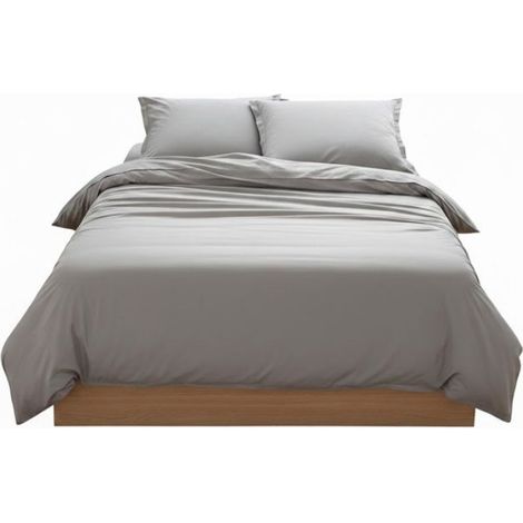 Drap housse coton uni 90 x 190 cm Couleur moderne gris (1/3)