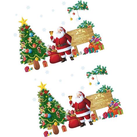 Décorations de Noël 2 Autocollants pour Escaliers Muraux Père Noël pour de Garçons Et de Filles (1/5)