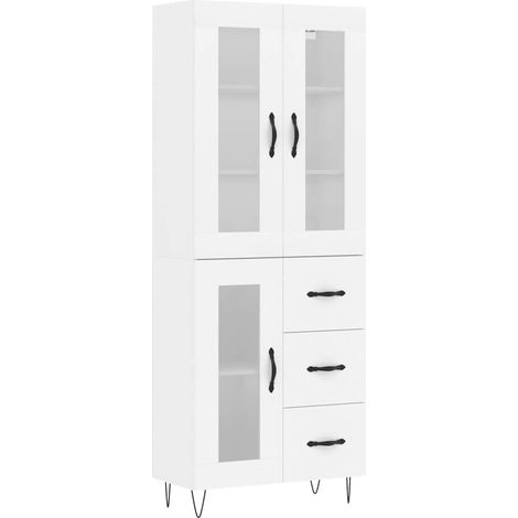 vidaXL Credenza Bianca 69,5x34x180 cm in Legno Multistrato (1/5)
