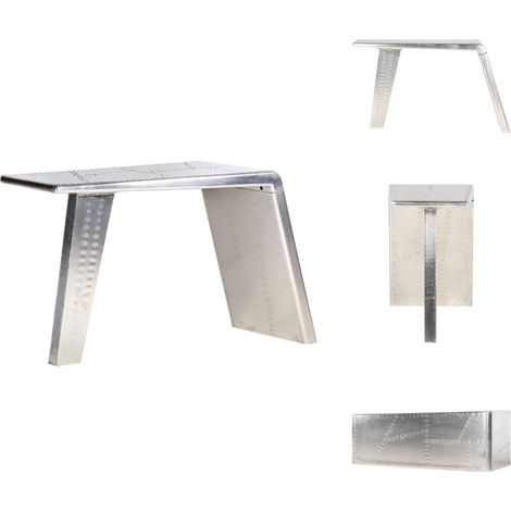 Schreibtisch Flugzeugflügel-Optik Silbern 112x50x76 cm Metall - Schreibtisch - Industriel Style - Flugzeugsdesign - Metalltisch - Silberner Schreibtisch (1/5)