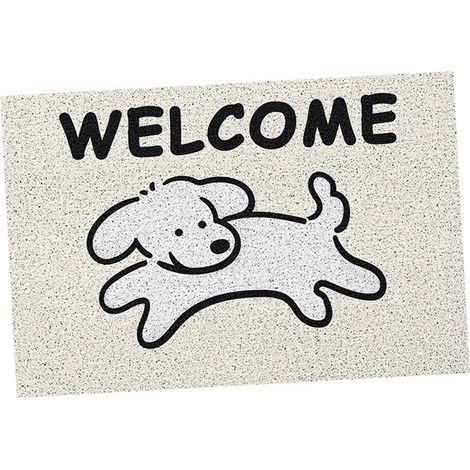 Tapis d'entrée beige à motif de chien mignon, 40 x 60 cm, antidérapant et anti-boue. Décoration intérieure. (1/5)