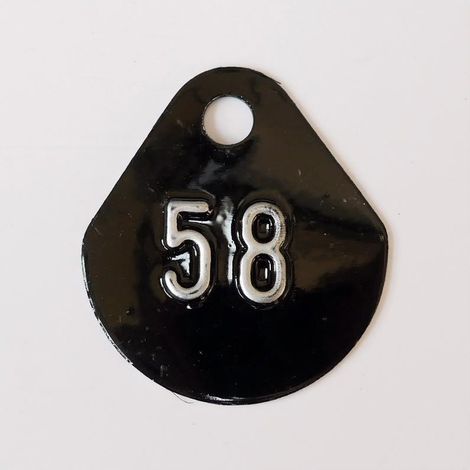 Chiffre goutte d'eau fond noir (à l'unité) estampé "58" en relief blanc hauteur d'écriture 11mm DERANCOURT