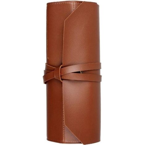 brun en Rouleau pour Couteaux De Chef, Étui De Transport De Couteaux en Cuir, À Outils Multifonction Portable avec Laçage pour Cuisine, Camping (1/5)