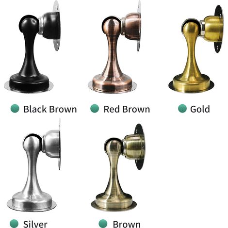 【Arrêt Porte Magnétique】 Stop-Porte Fixation Plancher avec Vis et Adhésif pour Protéger Mur - Zinc Alloy 5.5x5.5cm Noir/Rouge/Brun/Argent/Gold - 1 Pièce (1/4)