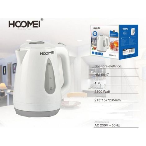 Trade Shop - ELEKTRISCHER WASSERKOCHER 2200 WATT 1,7 LITER MIT 360° DREHBAREM BASIS FÜR HEISSE GETRÄNKE -