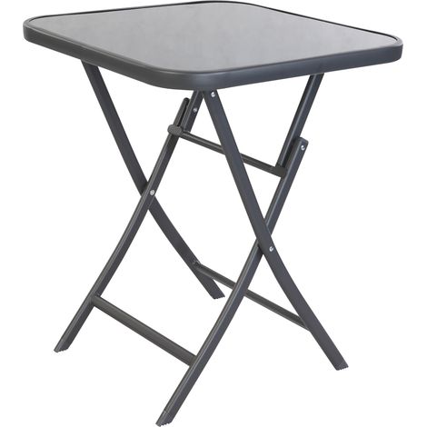 Bistroklapptisch Eckig mit Glasplatte Grau 60x60cm-DMC4600T