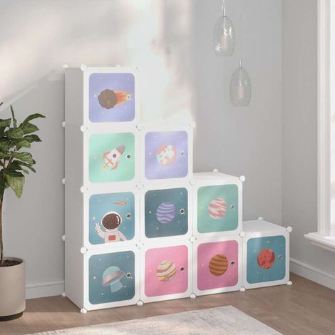 Armoire de rangement cubique pour enfants-Meuble de stockage avec 10 cubes en PP blanc 578759 (1/5)