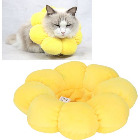 Elisabethanischer Kragen mit Baumwollpolsterung zum Schutz vor Lecken und Beißen, Sonnenblumenmotiv (L)