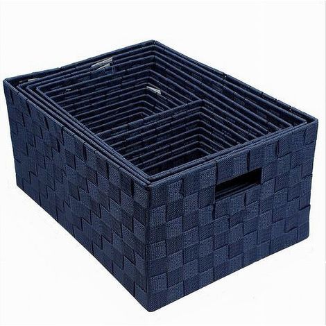 Trade Shop - SET 21 STÜCK BOX STOFFBOX ORGANIZER OBJEKTHALTER MIT BLAUEN GRIFFEN 79088 - (1/5)