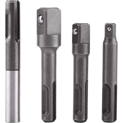 4 pièces adaptateurs SDS vers embouts 1/4", 3/8", 1/2" + rallonges magnétiques pour tournevis SDS-Plus – Compatible avec perforateurs et outils électriques