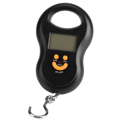 Balance numérique portable LCD de poche, crochet électronique à main, ceinture, bagages, balance suspendue, rétroéclairage, pesage (noir) (1/4)