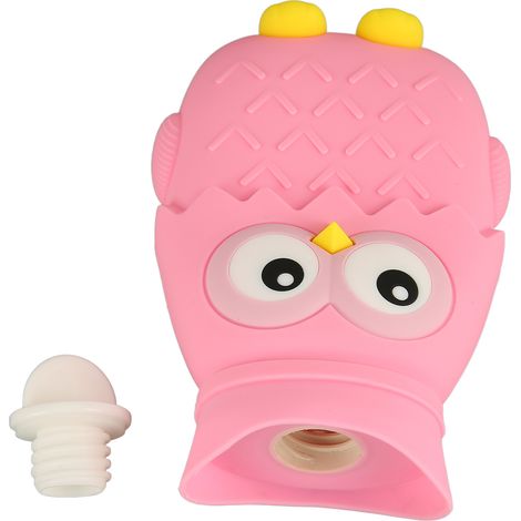 Bouillotte Eau Chaude Hibou Rose 400ml Silicone pour Micro-ondes Portable (1/5)