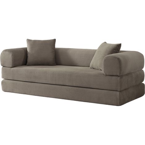 Canapé convertible en velours taupe, sofa modulable et lit d'appoint pour une personne, idéal pour salon, chambre ou studio, confort moelleux sans montage CHICFURN (1/5)