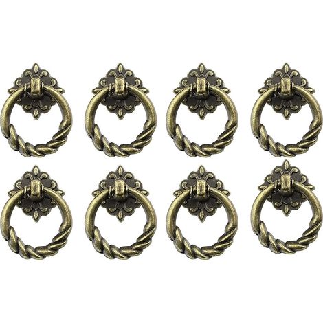 Lot de 8 poignées de porte style vintage, boutons de meubles antiques en bronze, convenant aux armoires, coiffeuses, meubles, etc. (Bronze) (1/4)