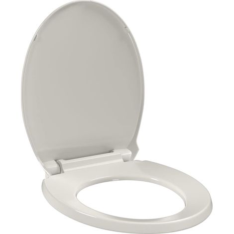 Siège WC gris ovale gris clair pour WC accessoire salle de bain (1/5)