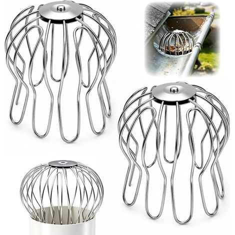 Lot de 2 gouttières de protection contre les feuilles en acier inoxydable, 90-100 mm, protection contre les feuilles réglables, protection des gouttières, piège à (1/5)